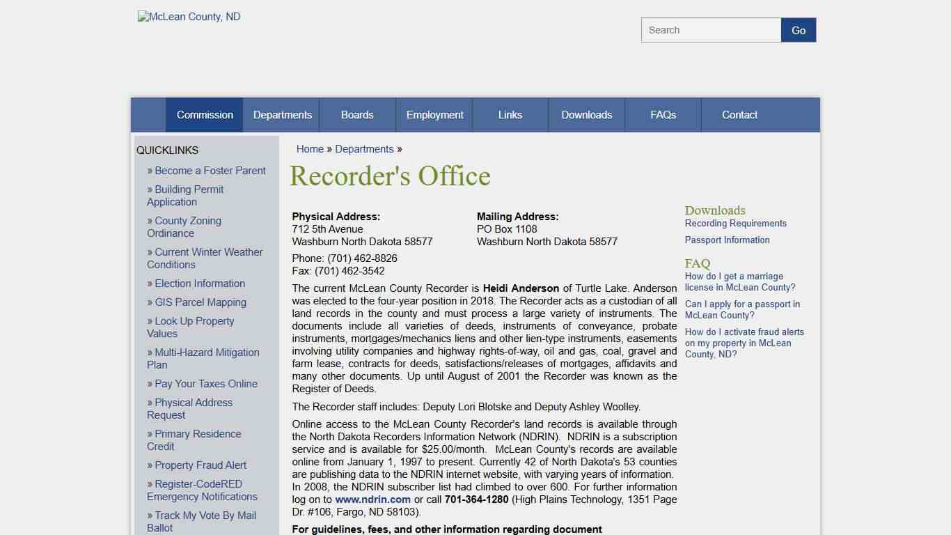 McLean County, North Dakota - Departments