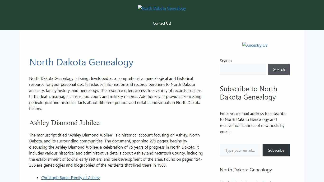 North Dakota Genealogy — North Dakota Genealogy